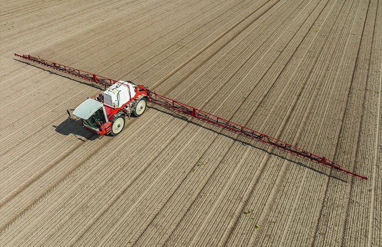 Agricultural sprayer on a field in the Netherlands